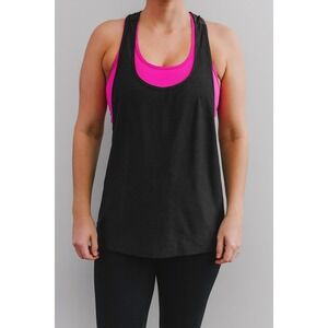 Under Armour Womens Tank Top Built In Bra Gray Pink Athletic Workout Gym